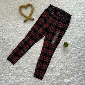 NWOT Tommy Hilfiger Tribeca Skinny-Leg Ankle Red and Black Plaid Pants